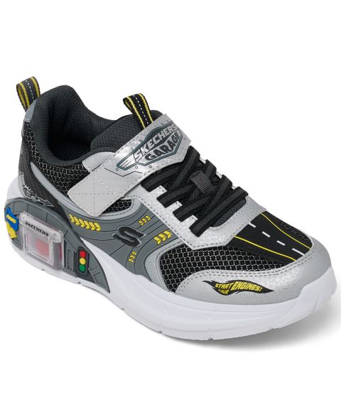 Детские кроссовки Skechers Little Kids Garage Lifestyle, цвет: Серебристый / Чёрный
