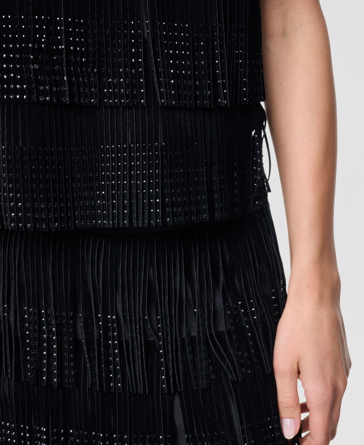Dkny Women's Short-Sleeve Rhinestone Fringe Top