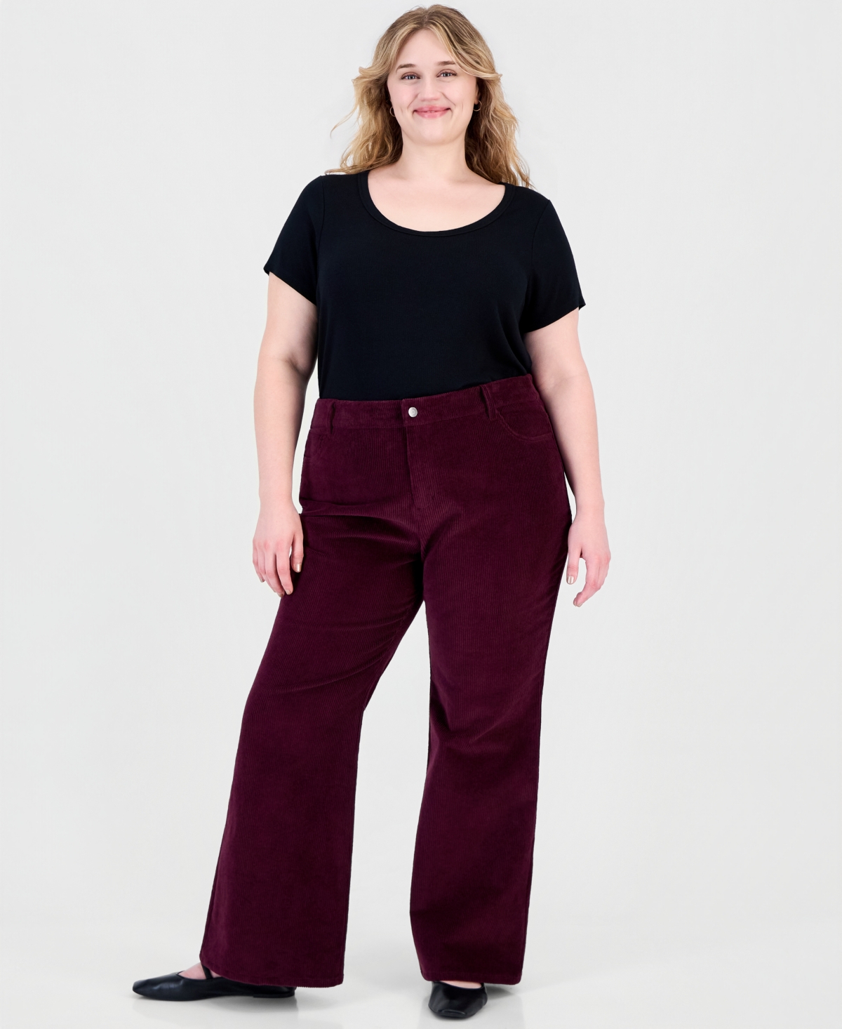 And Now This Plus Mid-Rise Flare-Leg Corduroy Pants, Macy's Exclusive