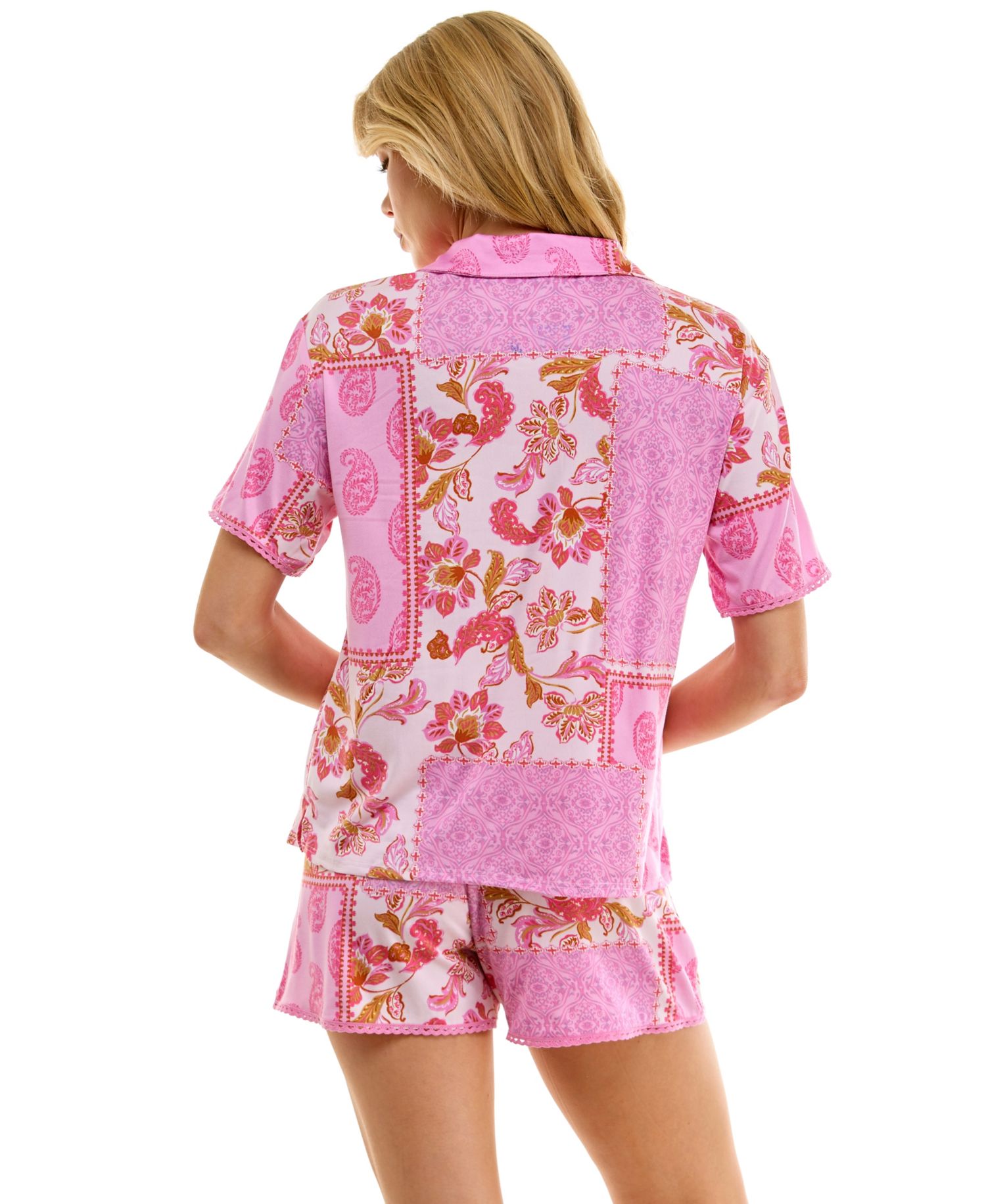 Women's Pasha Paisley Patchwork Top & Shorts, 2-Piece Set