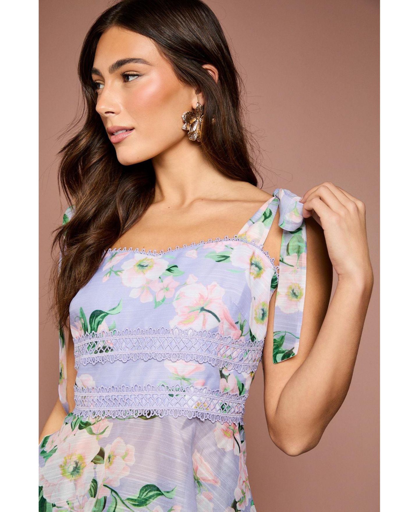 Женский топ Coast Square Neck Bow Shoulder Peplum, цвет: Сиреневый — фото 3