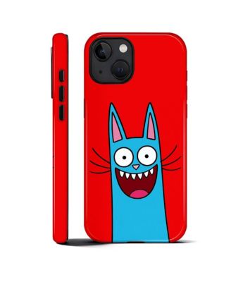 Case for iPhone 14, 2-in-1 Dual-Layer Shockproof Protection, Funny Cat Art Glossy Case