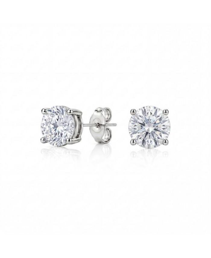 Genevive Dainty Sterling Silver Brilliant Round 5MM CZ Mini Stud Earrings