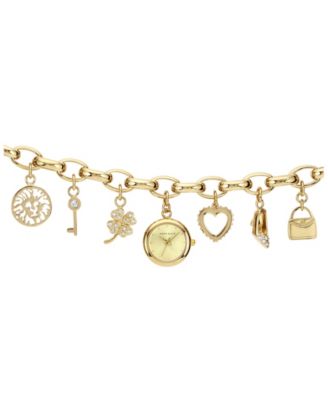 Women's Quartz Gold-Tone Multi-Charm Bracelet Watch 20mm x 20mm