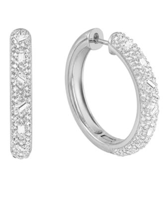 Crystal Composite Stone Hinged Hoop Earrings