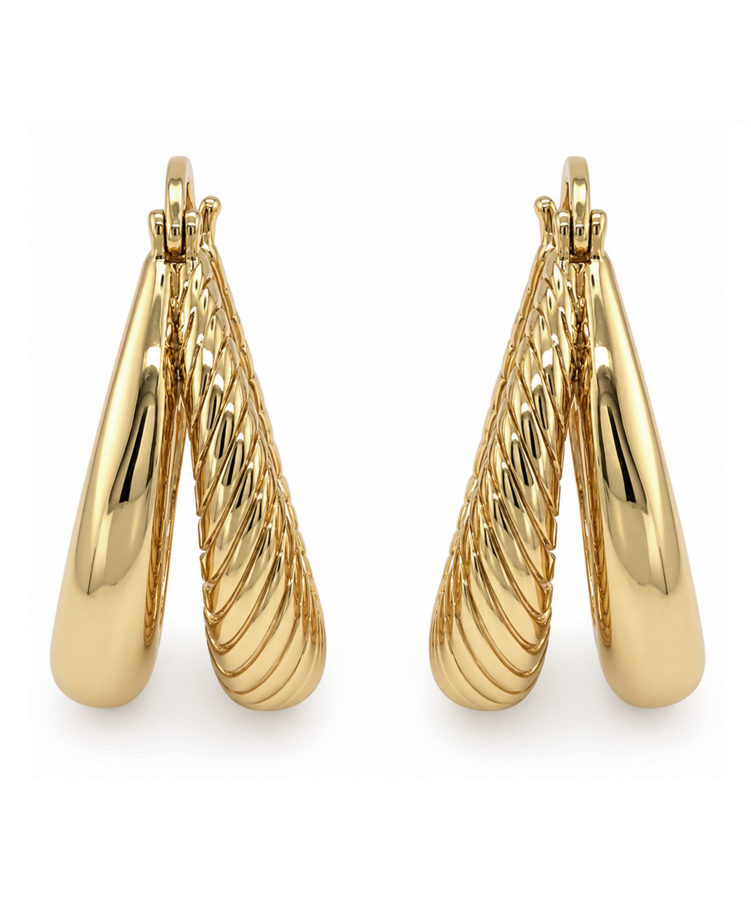 Gold-Tone Plated Split Hoop Earrings