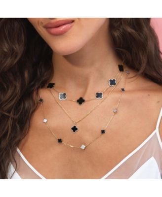 The Lovery Large Onyx Clover Necklace 14K Yellow Gold - Macy's