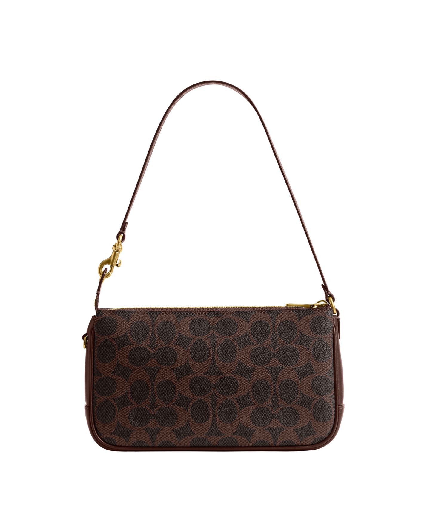 Женская сумка Coach Plaza Small Signature Canvas Slim Shoulder, цвет: Латунный / Кленовый — фото 2