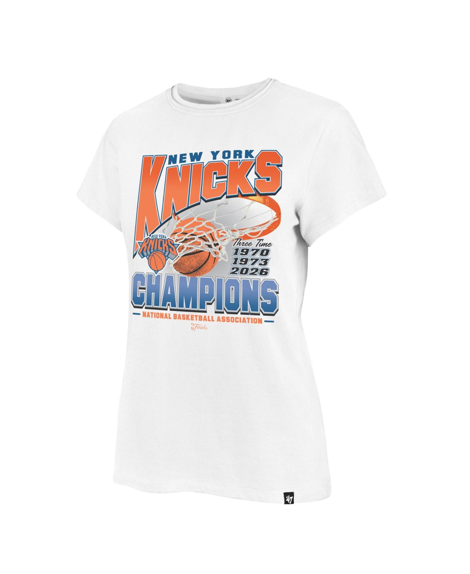 Women's White New York Knicks Three-Time NBA Finals Champions Frankie T-Shirt