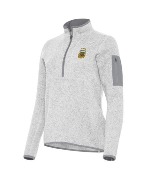 Женские свитеры Antigua Women's Heather Gray Argentina National Team Fortune Half-Zip Pullover Jacket