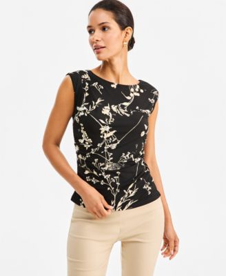 Women's Floral-Print Boat-Neck Blouse