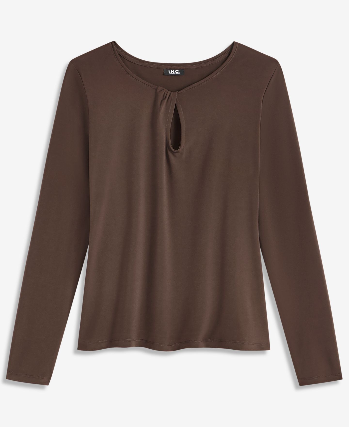 Женский топ I.N.C. International Concepts Long-Sleeve Keyhole Twist Top, цвет: Кофейный — фото 6