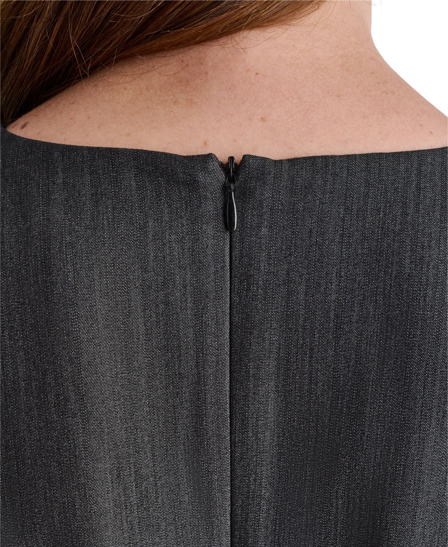 Women's Denim V-Neck 3/4-Sleeve Mini Dress