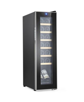 Freestanding Compressor Wine Fridge 14 Bottle Capacity Digital Temperature Control 41–64degree(-s)F UV-Blocking Glass Door for Car,Bar