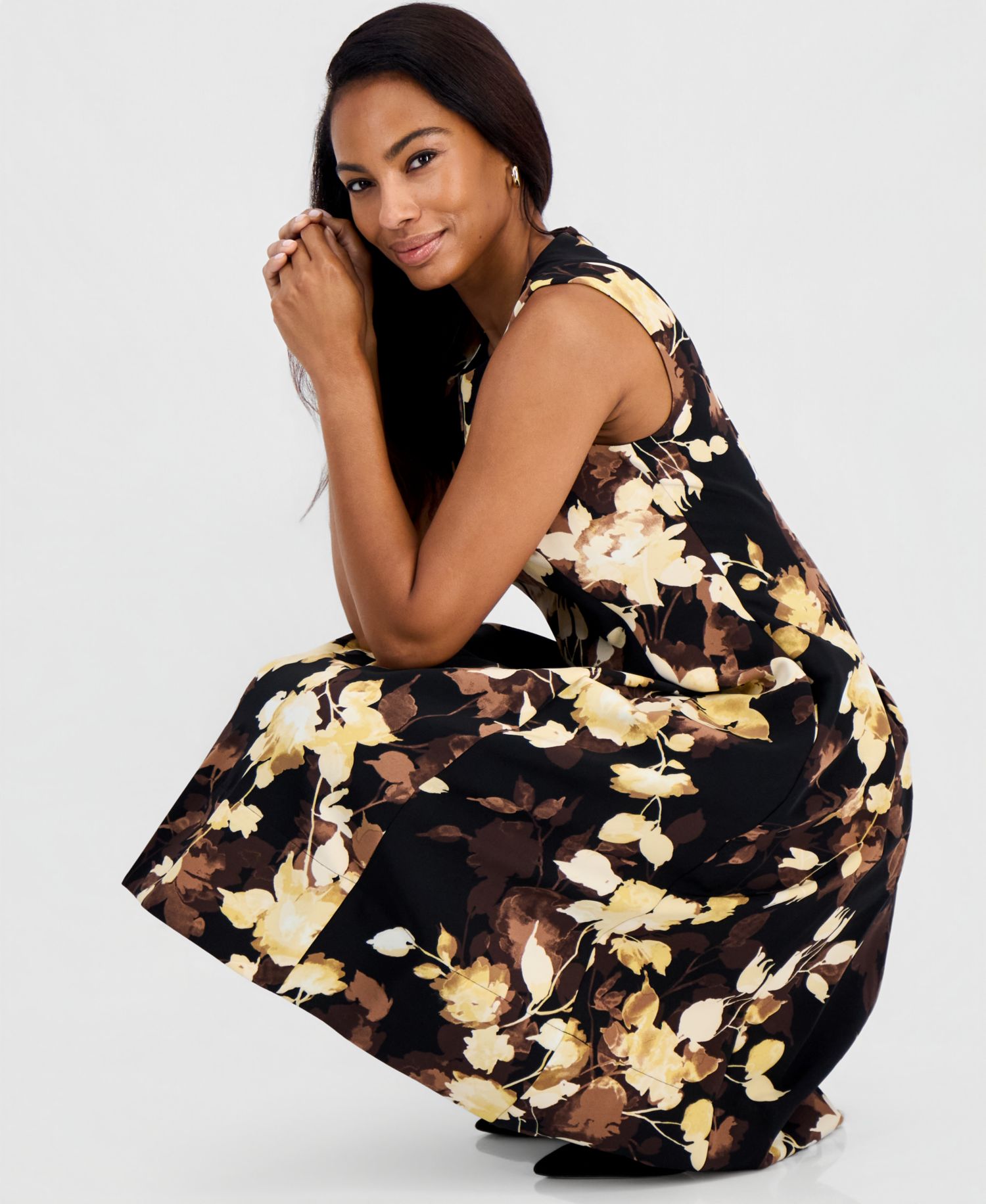 Women's Princess-Seam Box-Pleat Sleeveless Dress