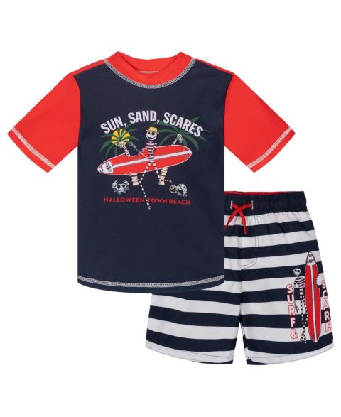 Купальники Nightmare Before Christmas Boys Mickey Mouse Jack Skellington Swimwear 2-Piece Rash Guard and Swim Trunks Set