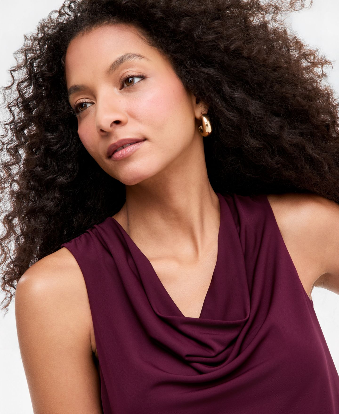 Женский топ I.N.C. International Concepts Sleeveless Cowl Neck Tank, цвет: Ягодный винный — фото 4