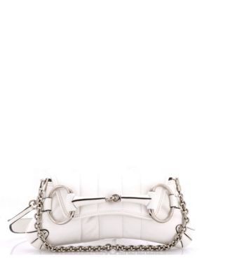 Small Horsebit Chain Shoulder Bag Vertical Quilted Leather