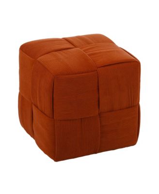 Square Corduroy Ottoman Footrest with Woven Design for Living Room Seating
