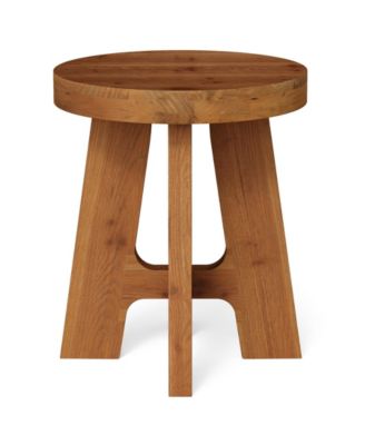 Solid Wood Round End Table with Heavy-Duty Legs