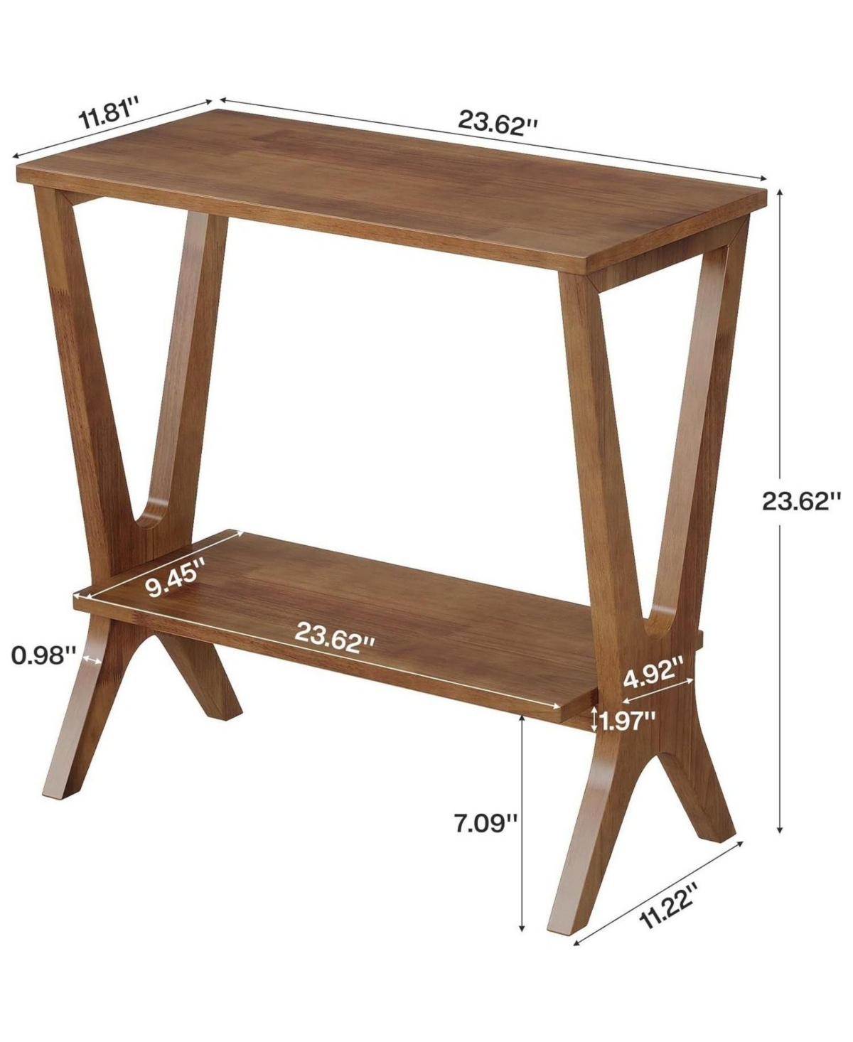 Slickblue 2-Tier Wooden Sofa Side Table for Living Room