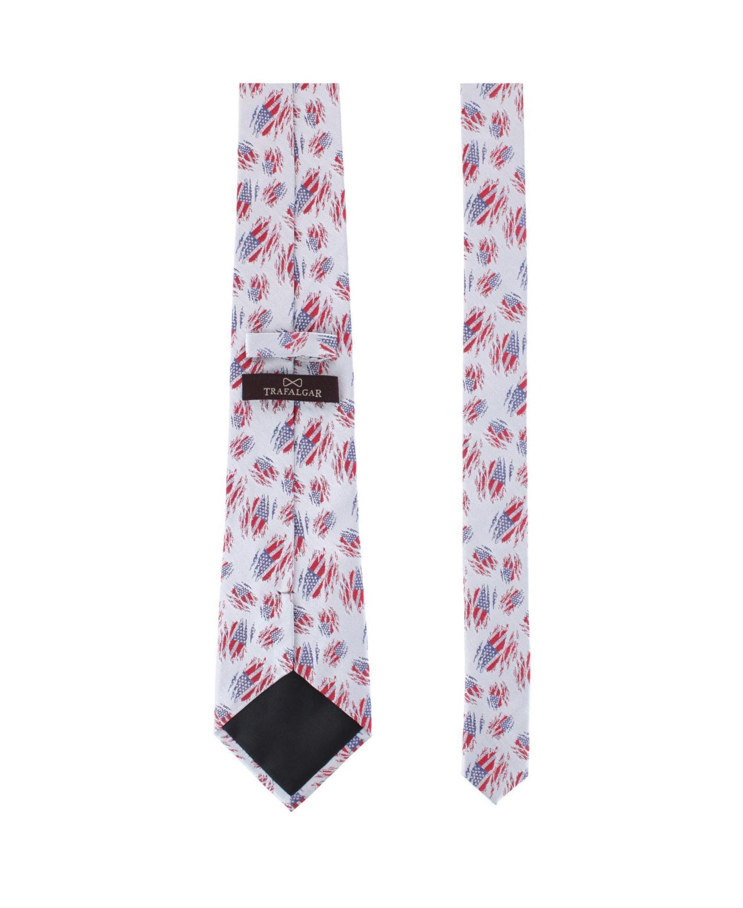 Men's Stars and Stripes Secret Silver Silk Novelty Necktie