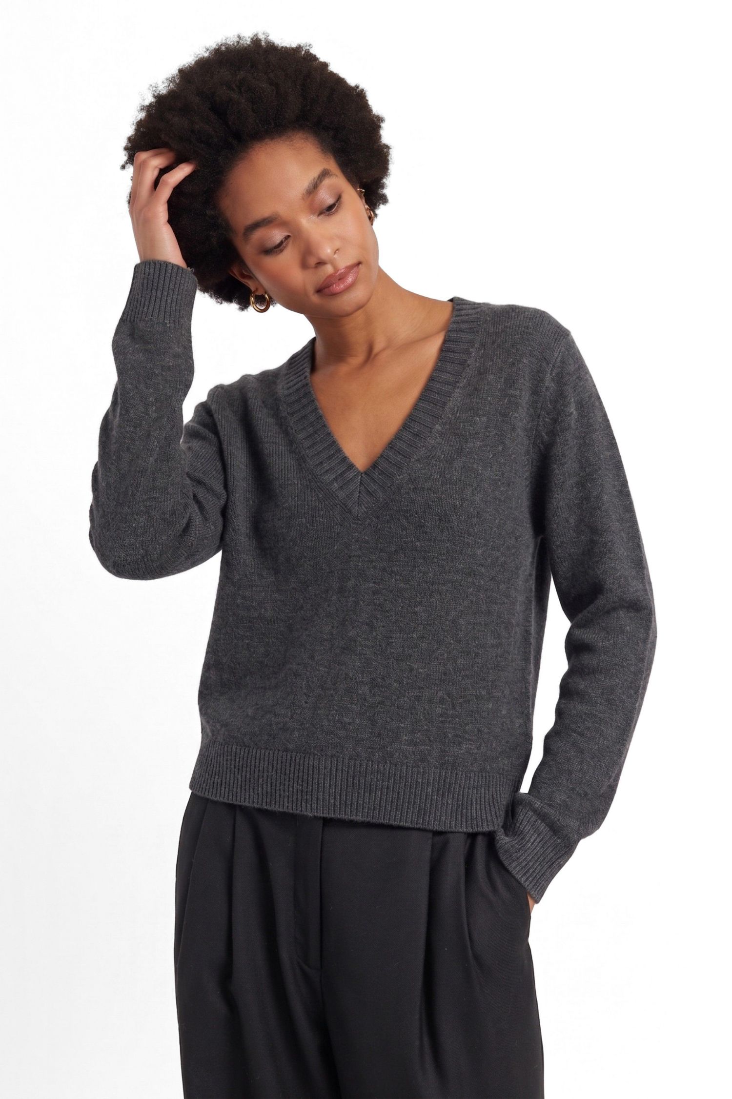 Women's Wool-Cashmere V-Neck Sweater