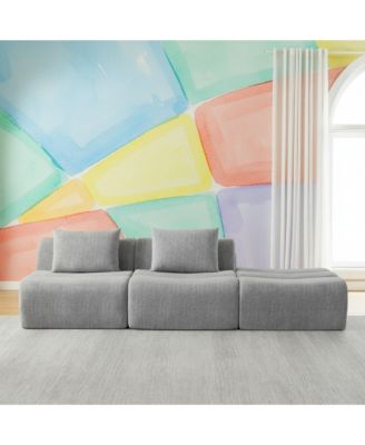 Oversized 3 Seater Compressed Sofa with Chenille Fabric, No Assembly, Space-Saving