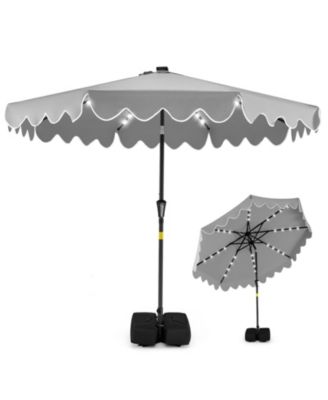 9 ft Solar LED Outdoor Patio Umbrella with 32 Lights and Sandbag Base