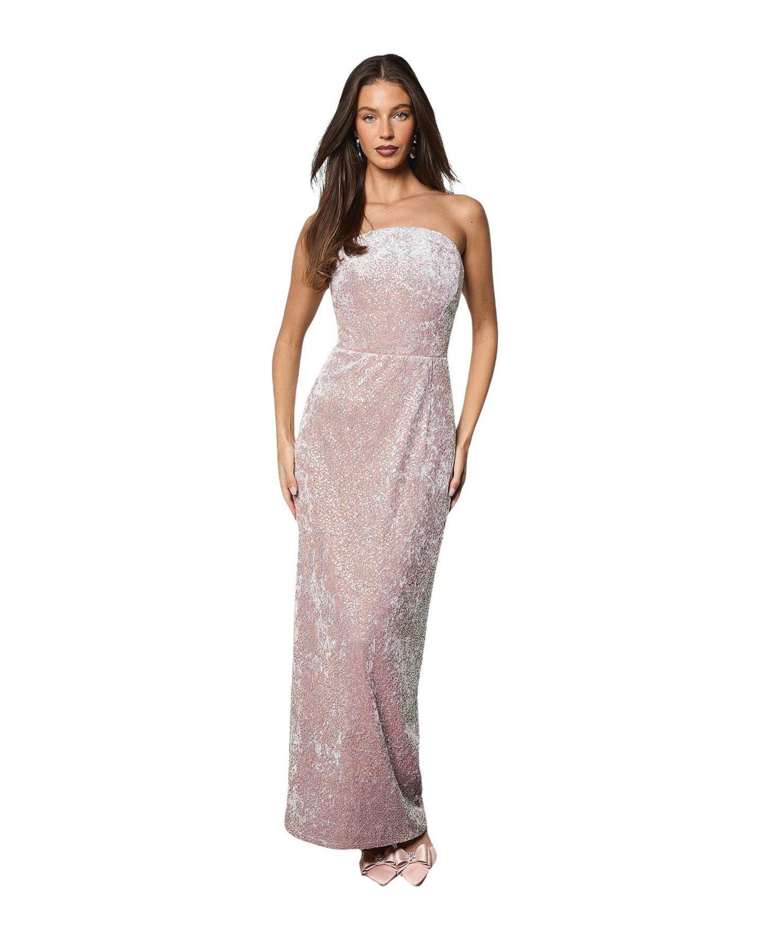 Women's Sequin Bandeau Neck Column Dress