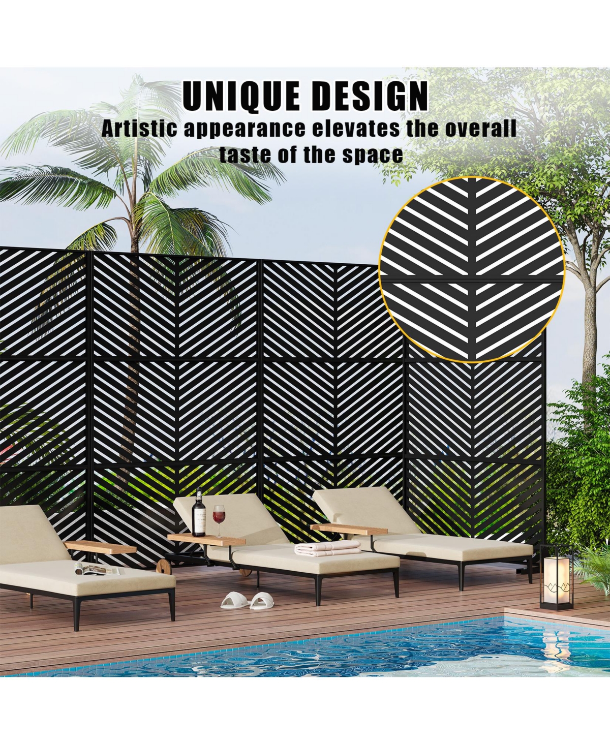 gaomon Freestanding Metal Privacy Screen Diagonal Pattern Room Divider for Indoor Outdoor Patio Garden Deck Balcony