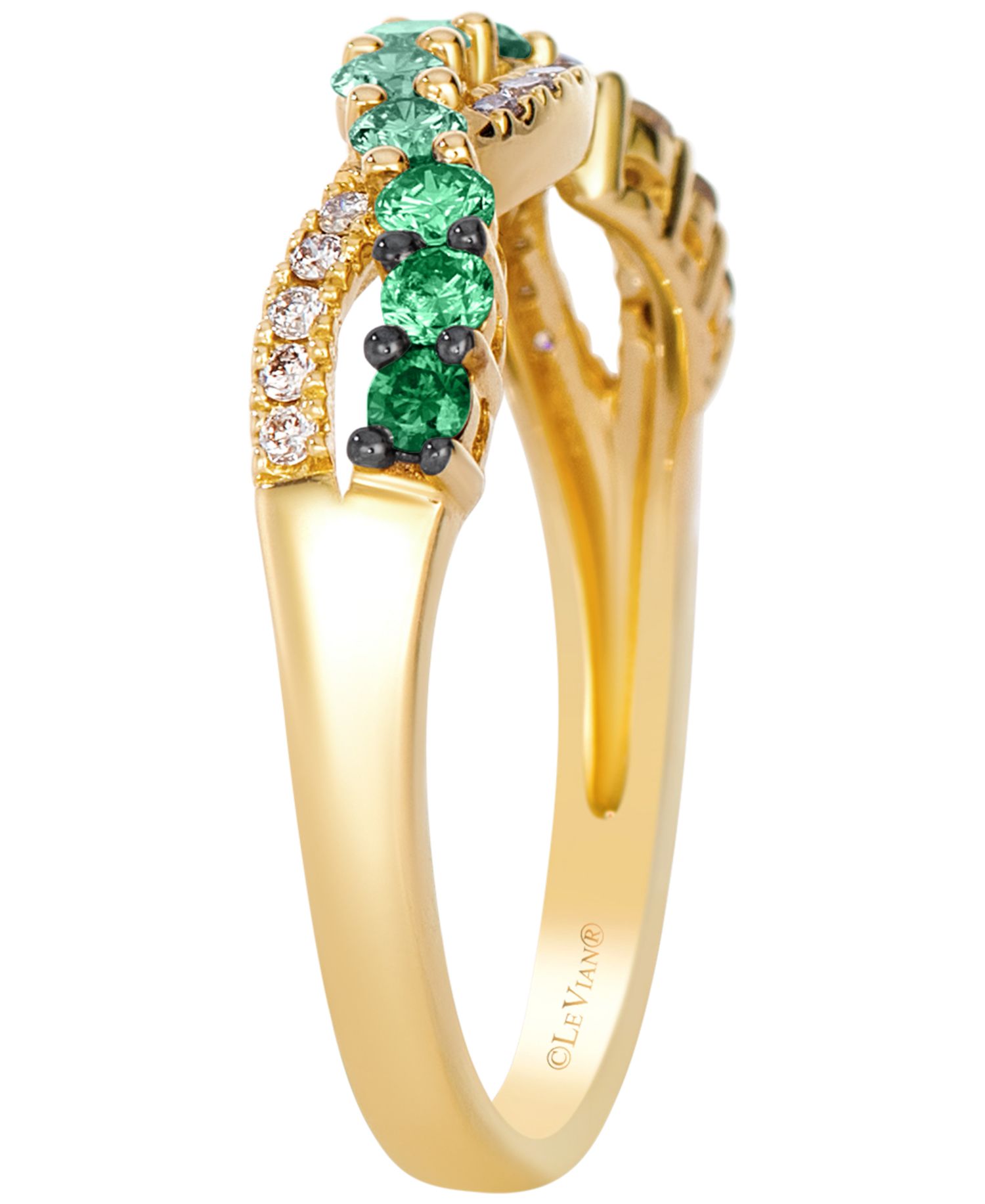 Emerald Ombre (1/3 ct. t.w.) & Nude Diamond (0.09 ct. t.w.) Ring in 14k Honey Gold