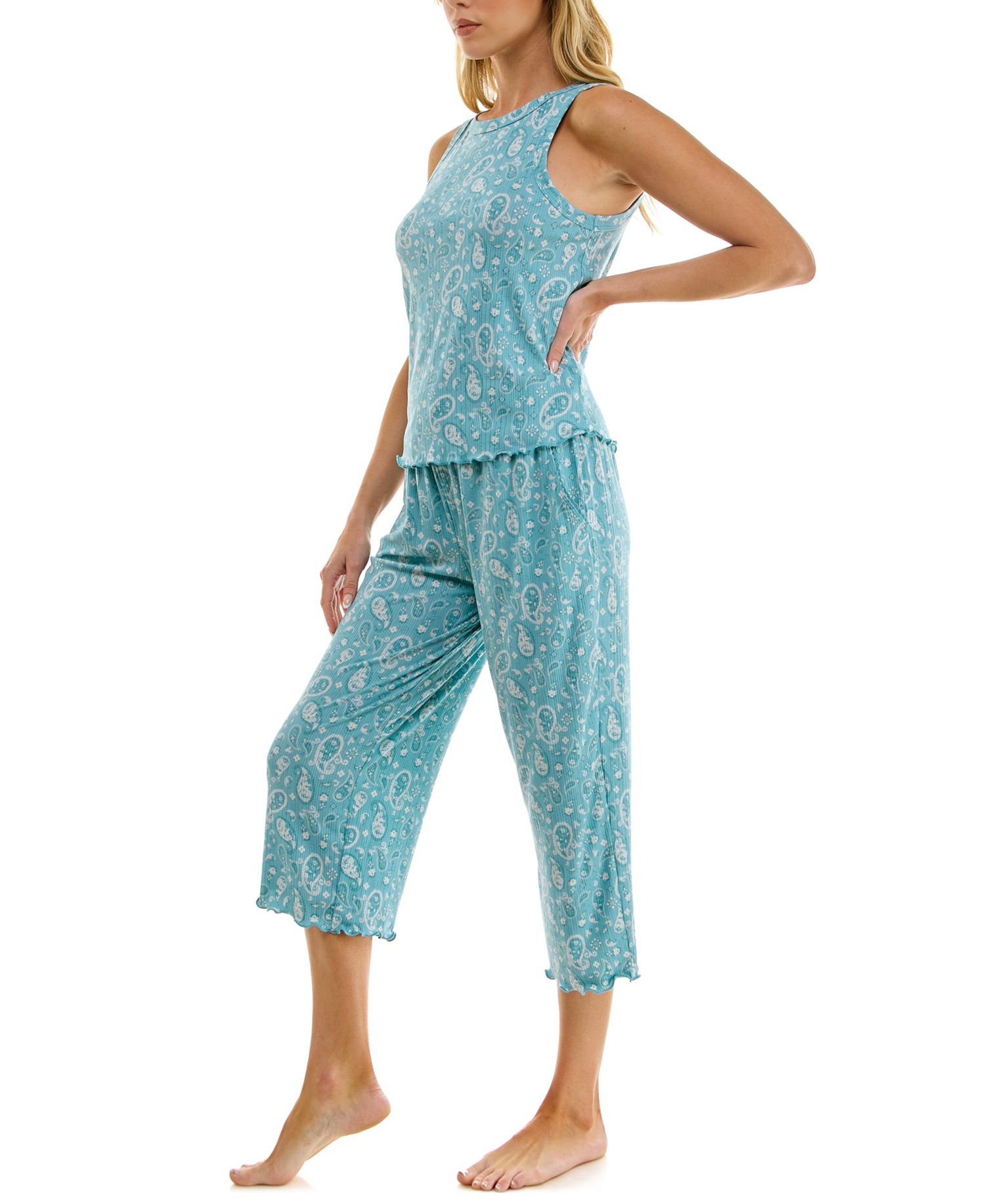 Women's Variegated Rib Tank Top & Pants, 2-Piece Set
