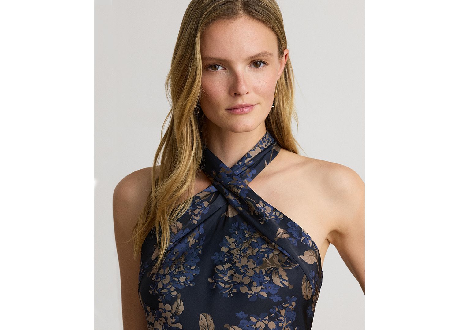 Women's Floral Tie-Neck Halter Cocktail Dress