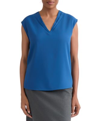 Women's Pleat-Neck Sleeveless Blouse, Regular & Petite