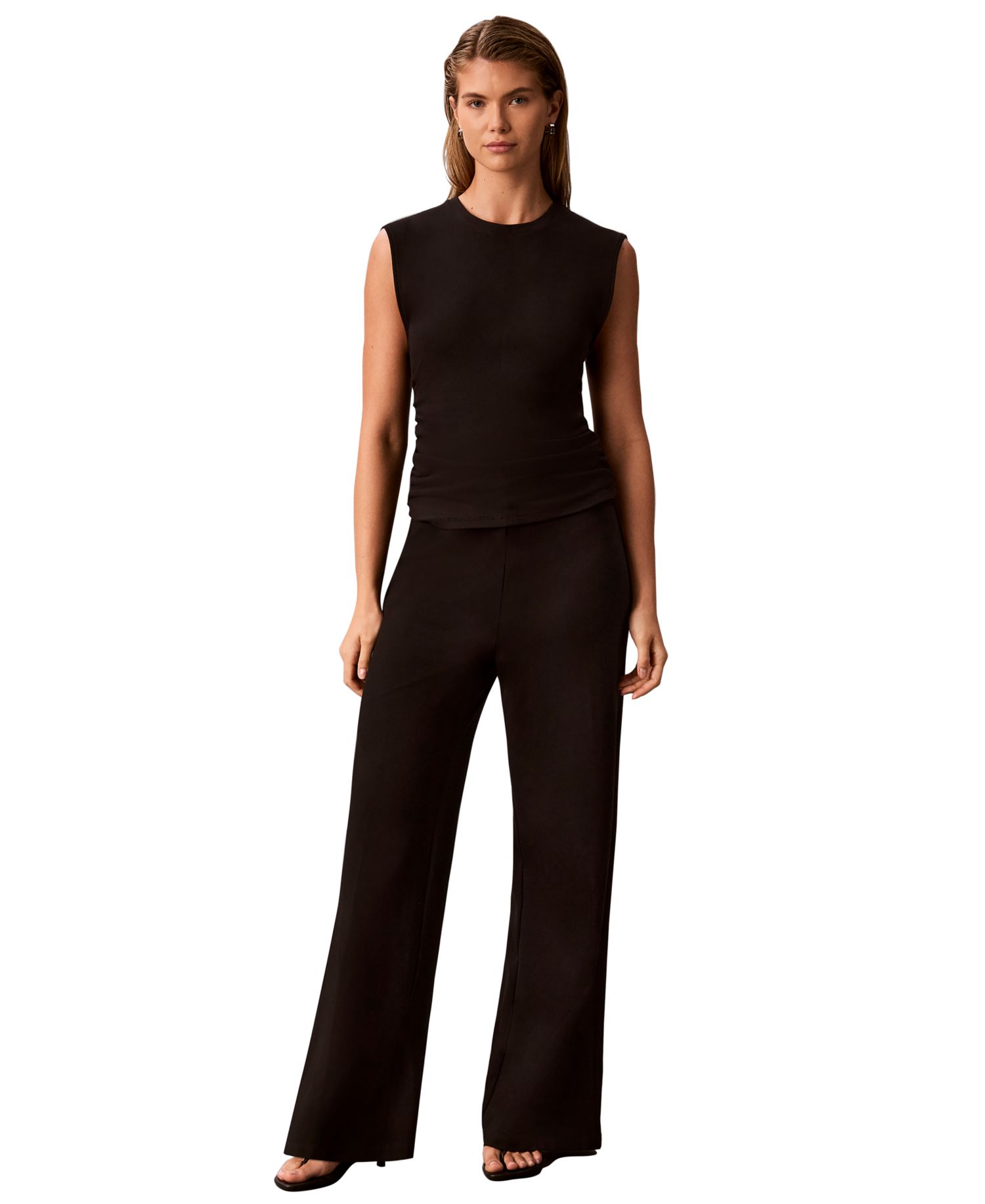 Petite High-Waisted Pull-On Wide-Leg Pants