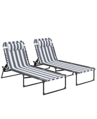 2 Packs 4-position Folding Chaise Lounge Chair Set Outdoor Recliner