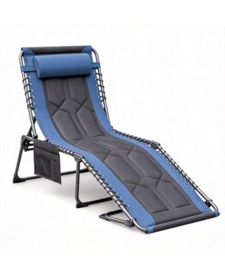 4-Fold Padded Folding Outdoor Chaise Lounge Reclining Chair