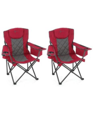 2-Pack Folding Camp Chair w/ Headrest, Cup and Wine Glass Holder, Armrest 6-can Cooler, Carry Bag, 550 lbs Capacity