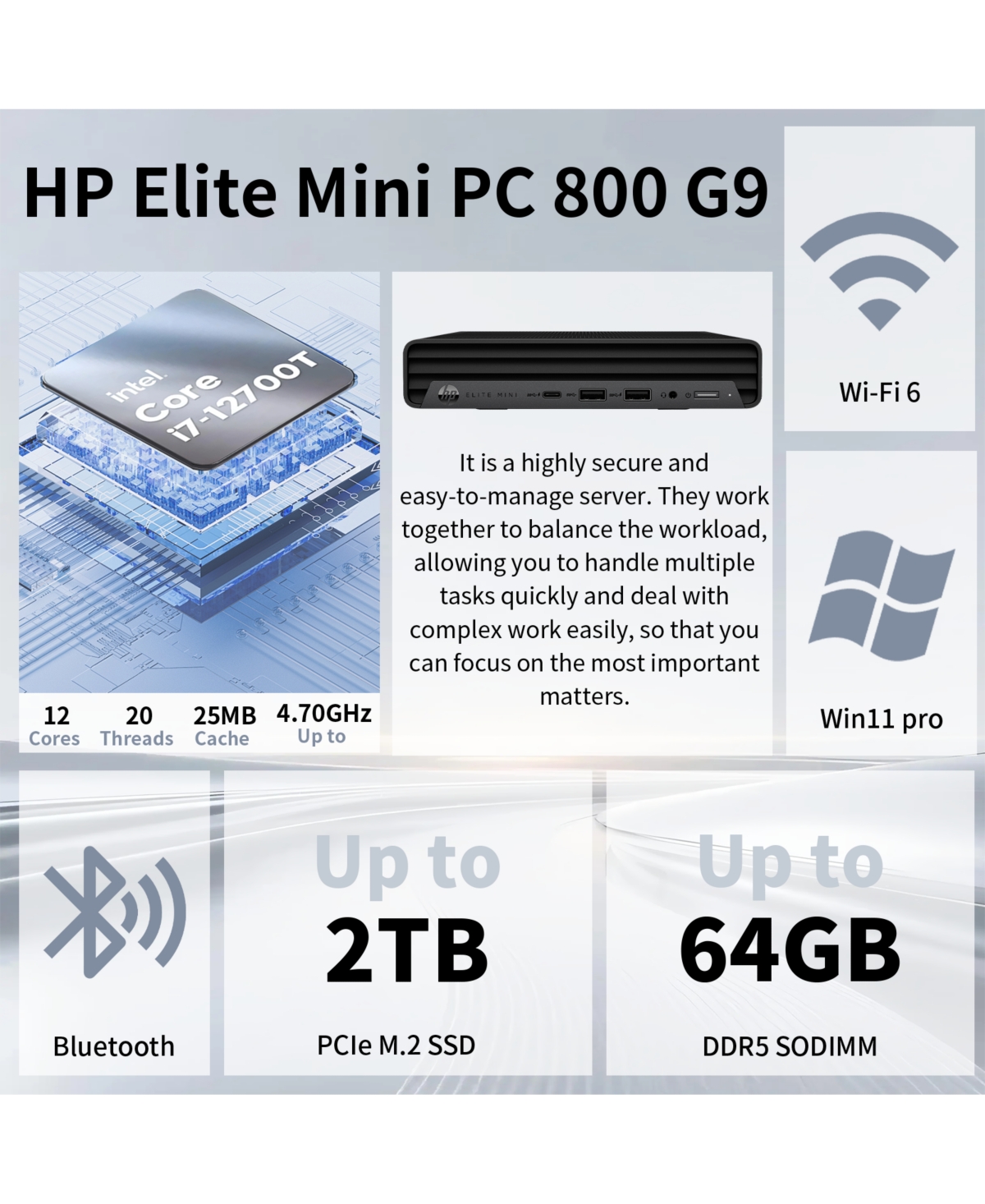 Hp Elite Mini 800 Mff Desktop Intel Core i7 16GB Ram Intel Uhd Graphics 512GB Ssd Storage Windows 11 Pro