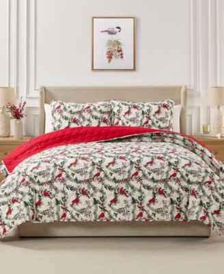 Cardinal Quilted 3-Piece Quilt Set, Full/Queen