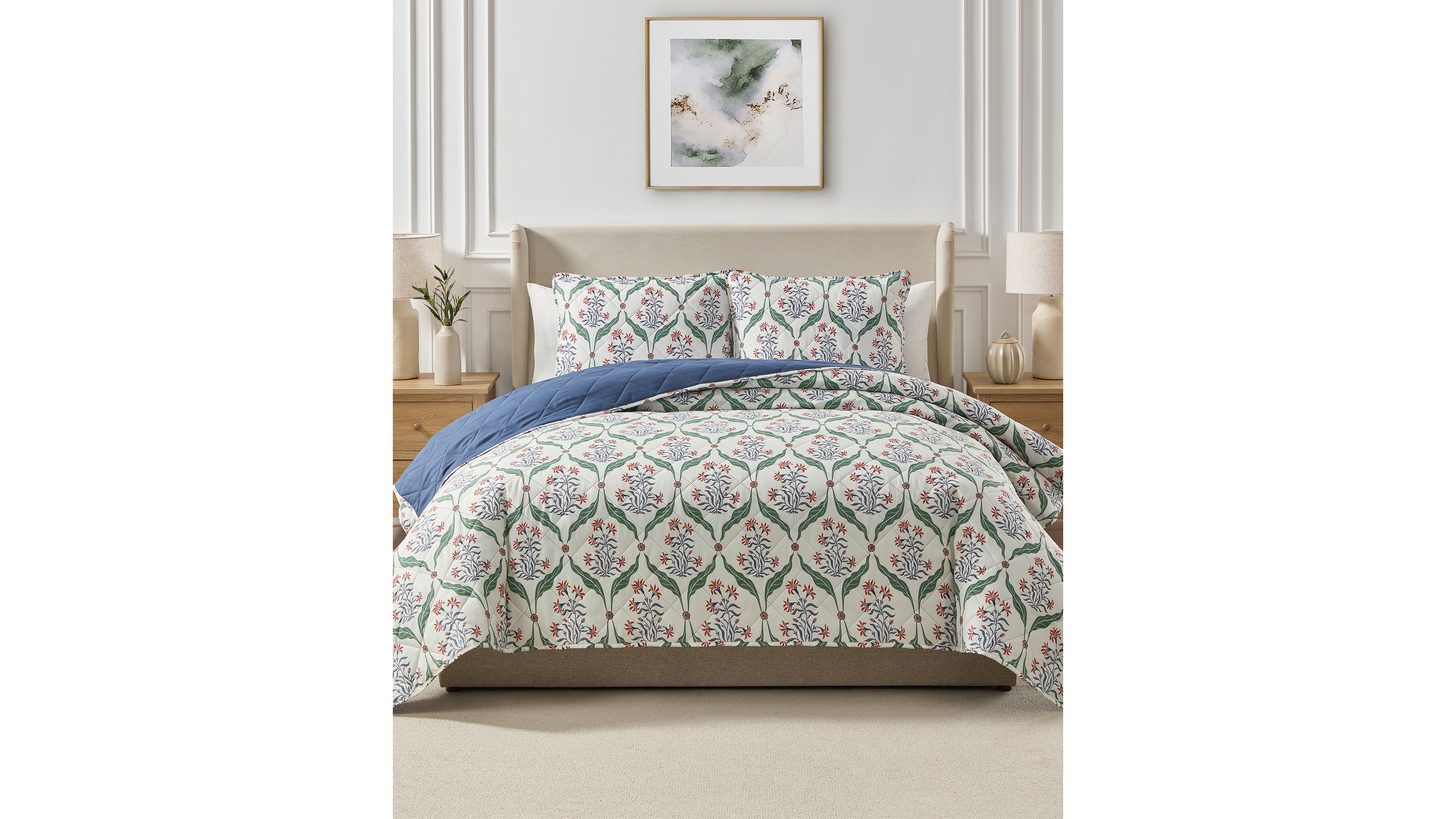 Seventh Studio Trellis Floral Quilted 3-Piece Quilt Set, King