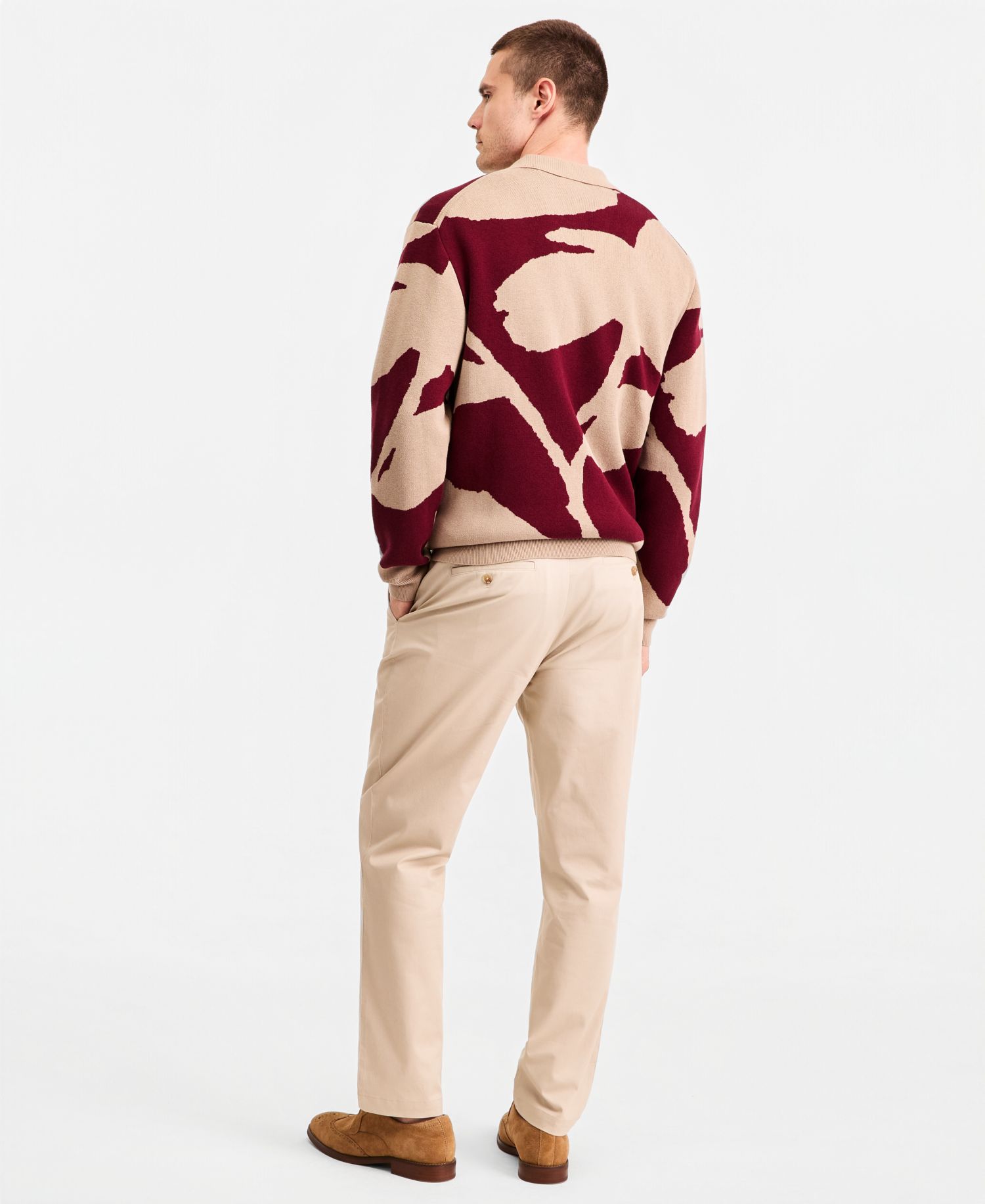 Men's Camdem Long-Sleeve Floral Button Sweater, Grosvenor Short-Sleeve Crewneck Sweater & Hampstead Modern-Fit Chino Solid Pants