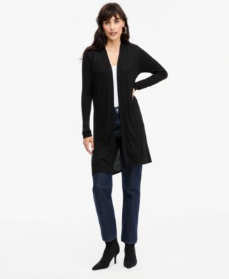 Women's Duster Open-Front Ribbed Cardigan