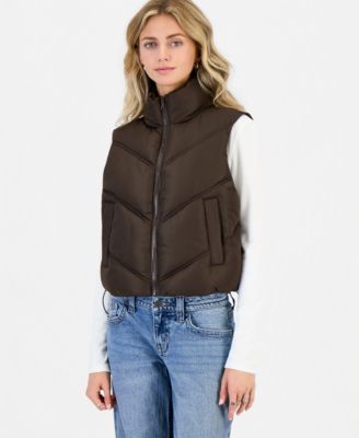 Juniors' Mitered-Quilted Puffer Vest