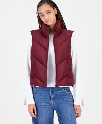 Juniors' Mitered-Quilted Puffer Vest