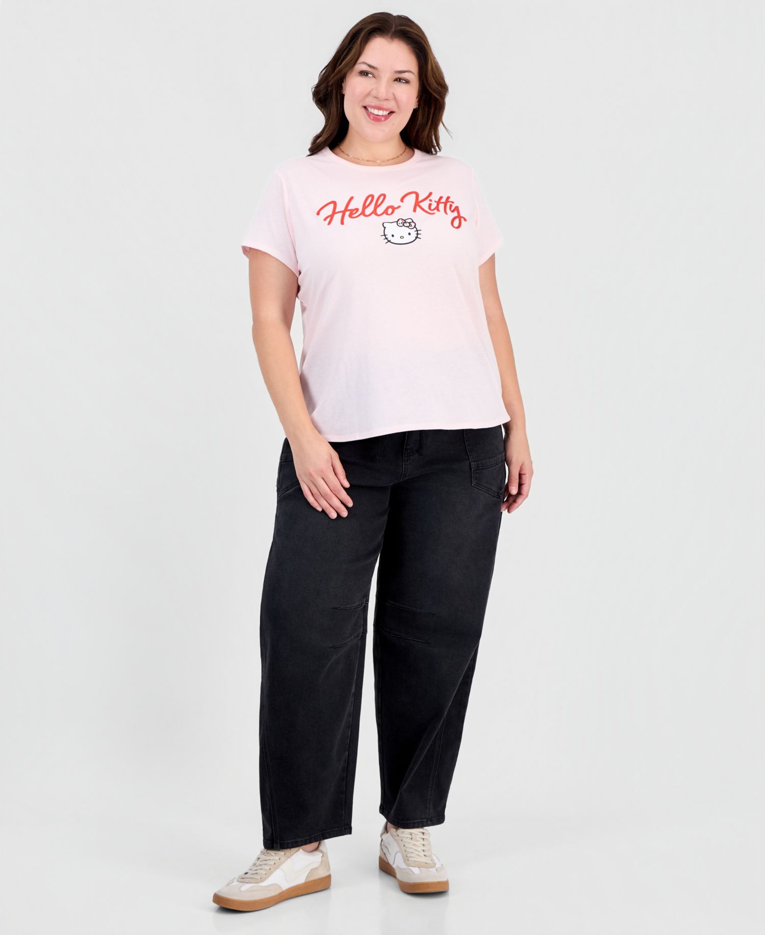 Plus Size Hello Kitty Tee With App Graphic Crewneck T-Shirt