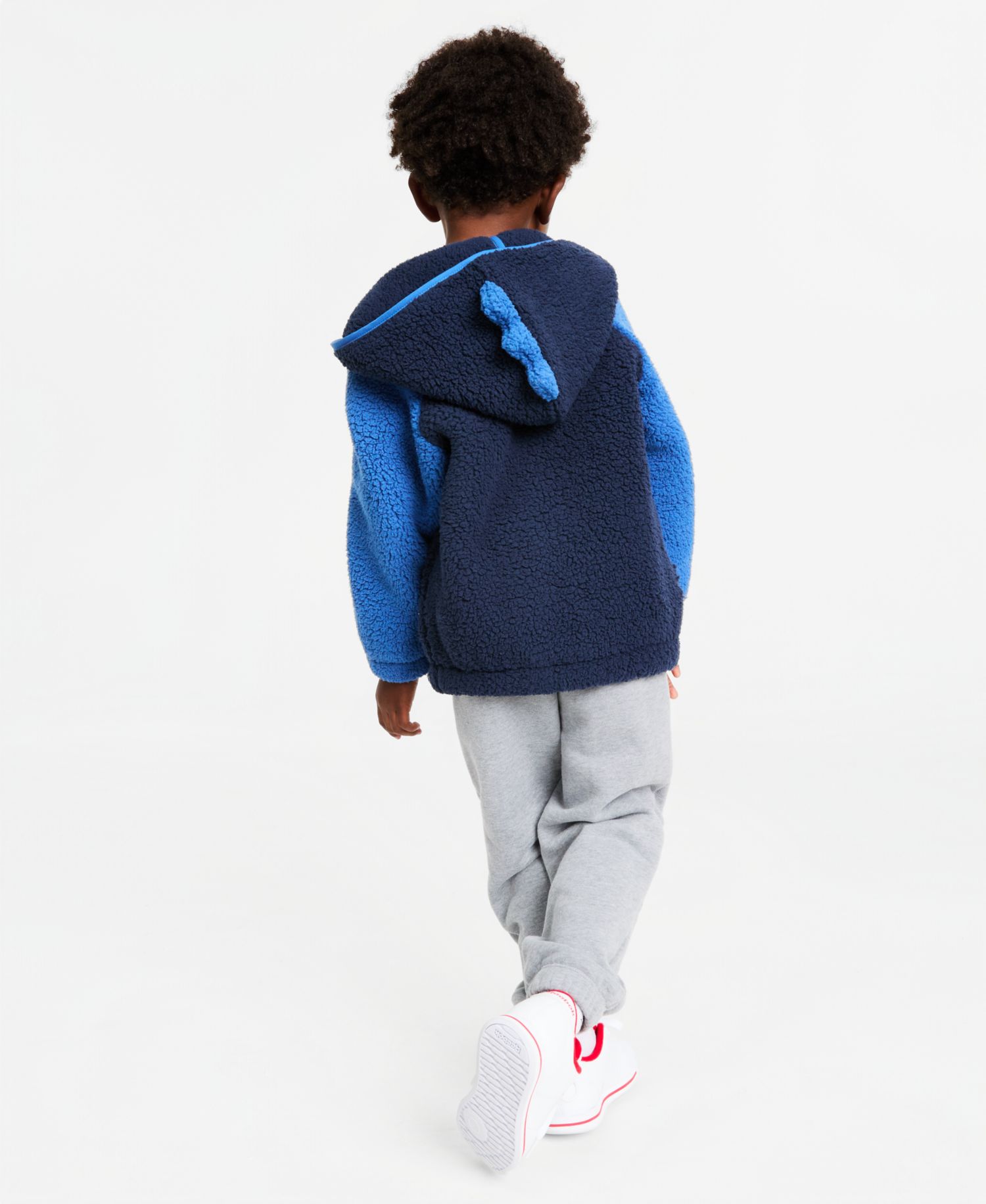 Toddler Boys' 12M-5T Faux-Sherpa Dino Jacket, Striped Henley Thermal Shirt & Fleece Jogger Pants