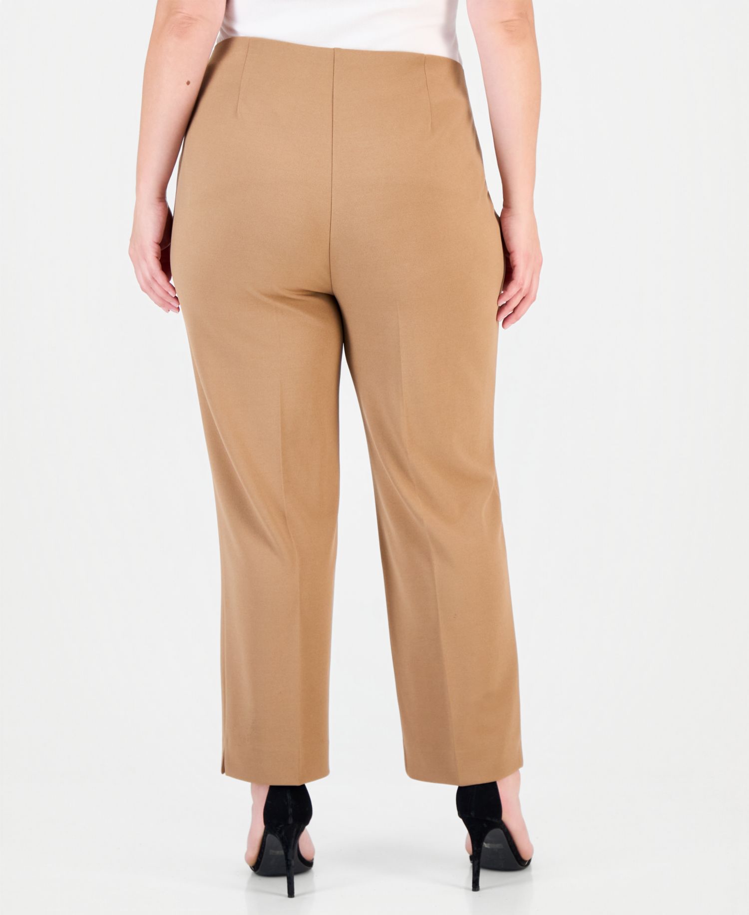 Plus Size Hollywood Waist Pull-On Mid-Rise Pants