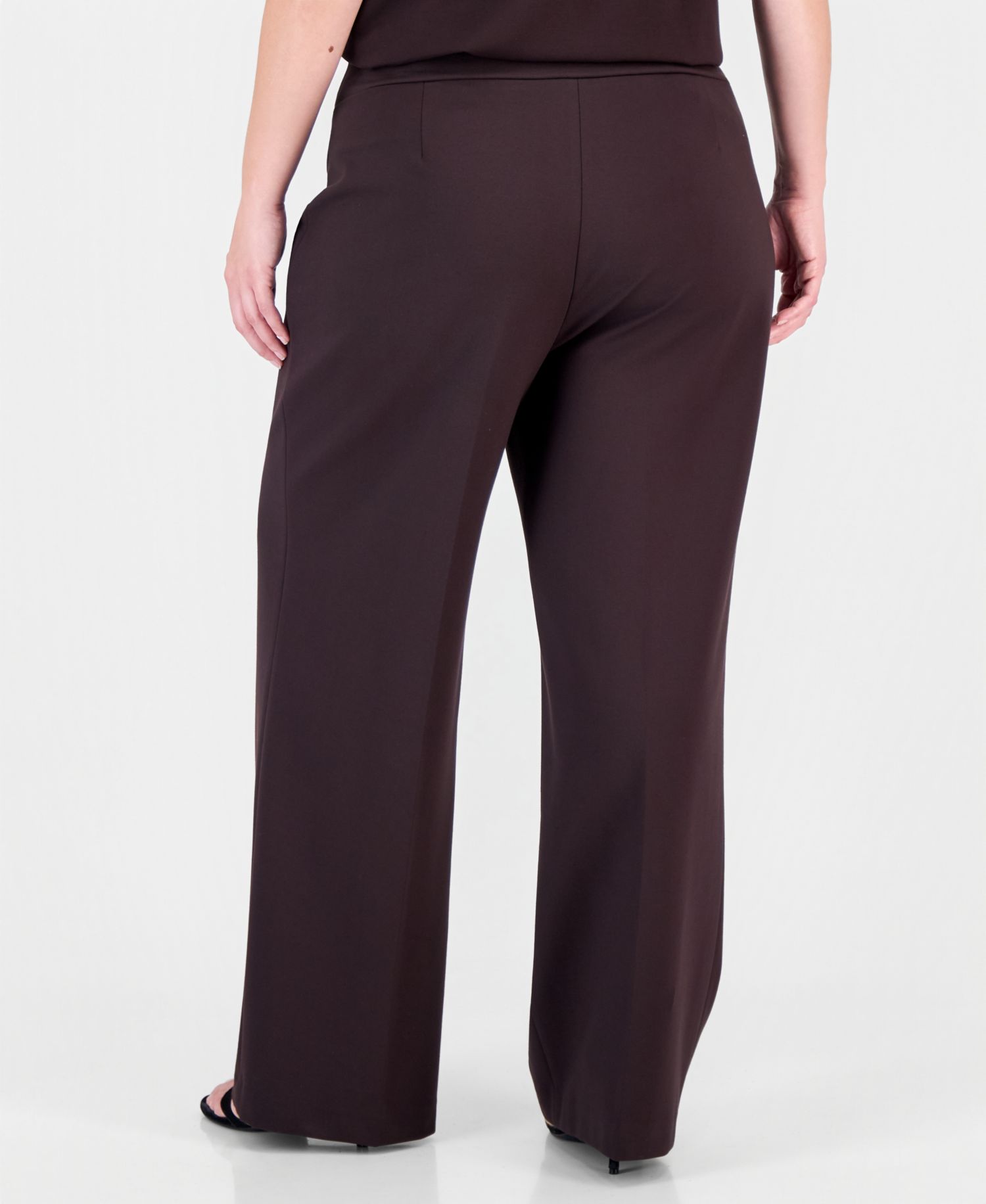 Plus Size High-Waist Pull-On Wide-Leg Pants